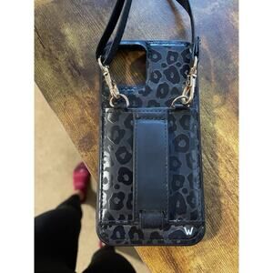 Walli iPhone Purse Case With Purse Lanyard iPhone 12/12 Pro Black Leopard